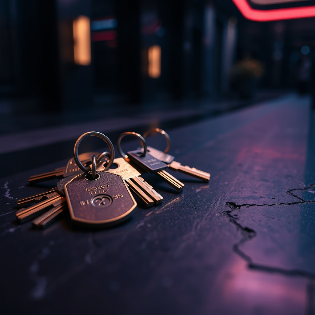 Keys organized on a dark surface