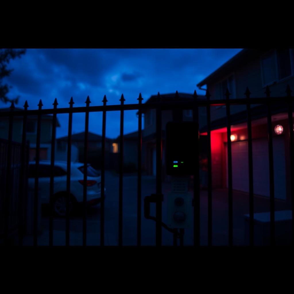 Intercom keypad at a garage entrance